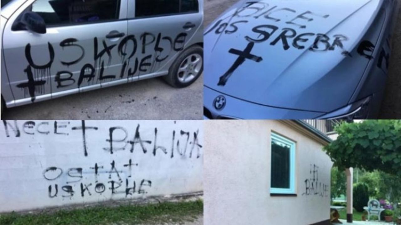 Bosna Hersek'te Ev ve Araçlara Gamalı Haç Çizildi